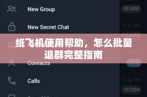 纸飞机使用帮助，怎么批量退群完整指南