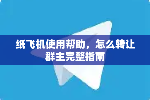 纸飞机使用帮助，怎么转让群主完整指南