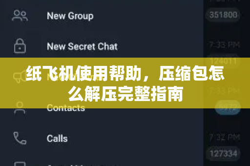 纸飞机使用帮助，压缩包怎么解压完整指南